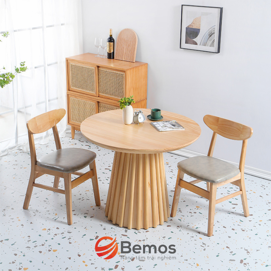 Bàn café chân gỗ mặt tròn CF-BM318