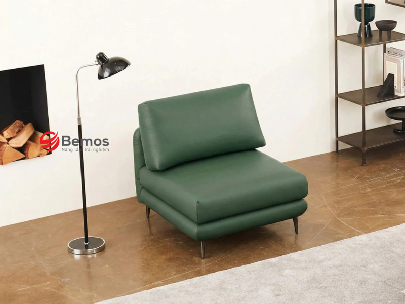 Ghế sofa đơn không tay vịn thanh thoát giúp phòng khách rộng rãi hơn nhiều