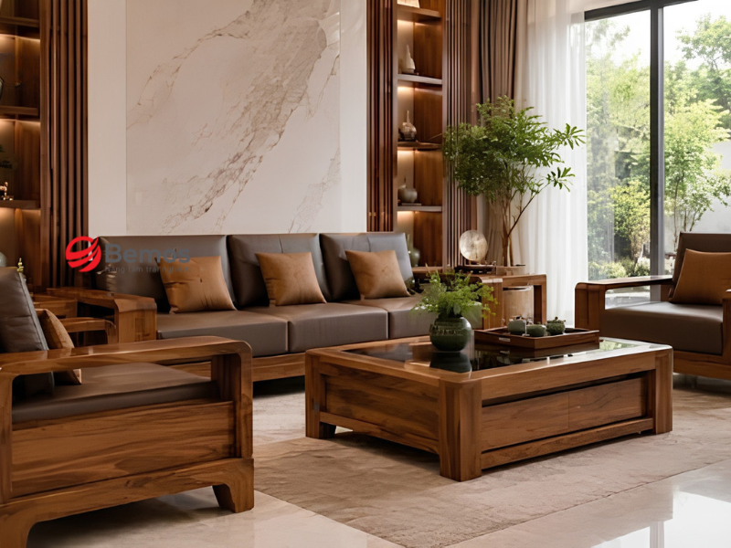 Nên mua sofa da hay gỗ cho phòng khách 