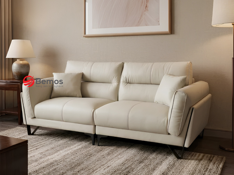 Sofa da màu be