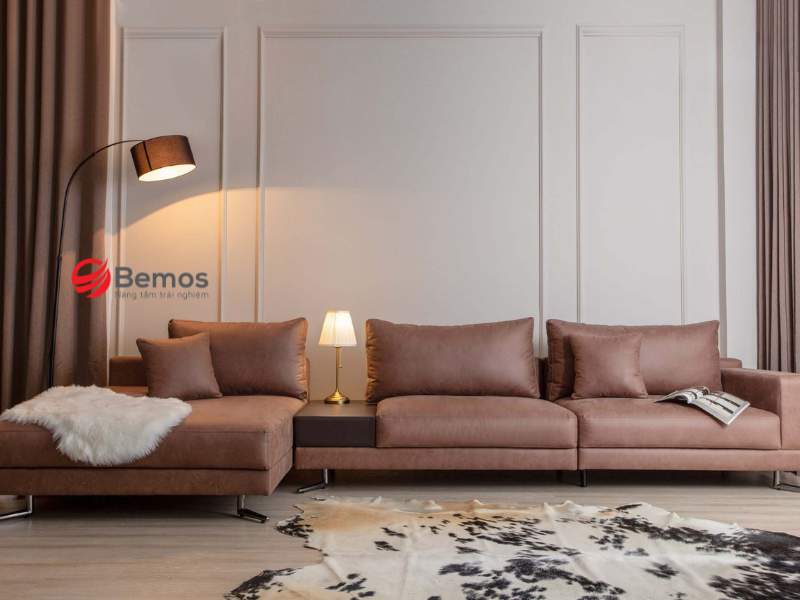Sofa da màu nâu đất