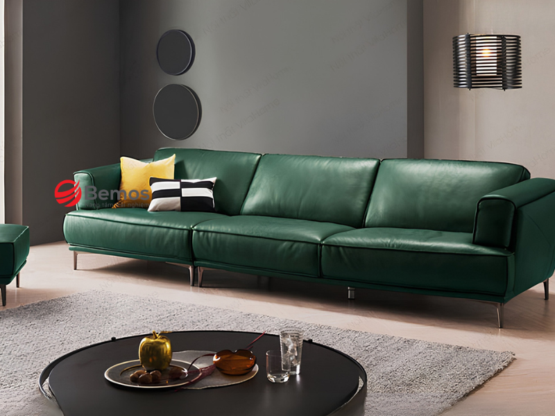 Giải mã sức hút của sofa da màu xanh rêu trong kiến trúc hiện đại