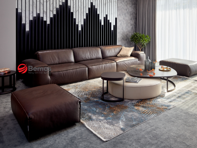 Sofa da nâu - Mẹo chọn tông màu và phối với không gian
