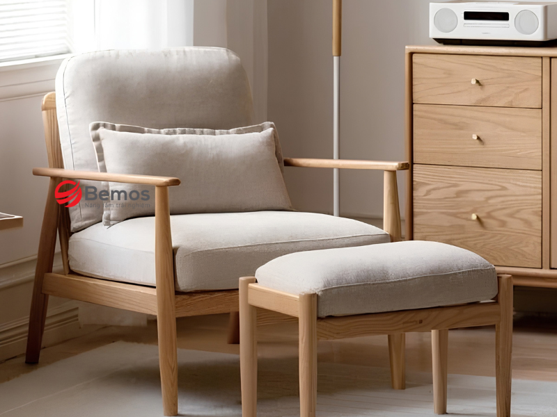 Sofa đơn khung gỗ sồi tự nhiên chắc chắn bền đẹp