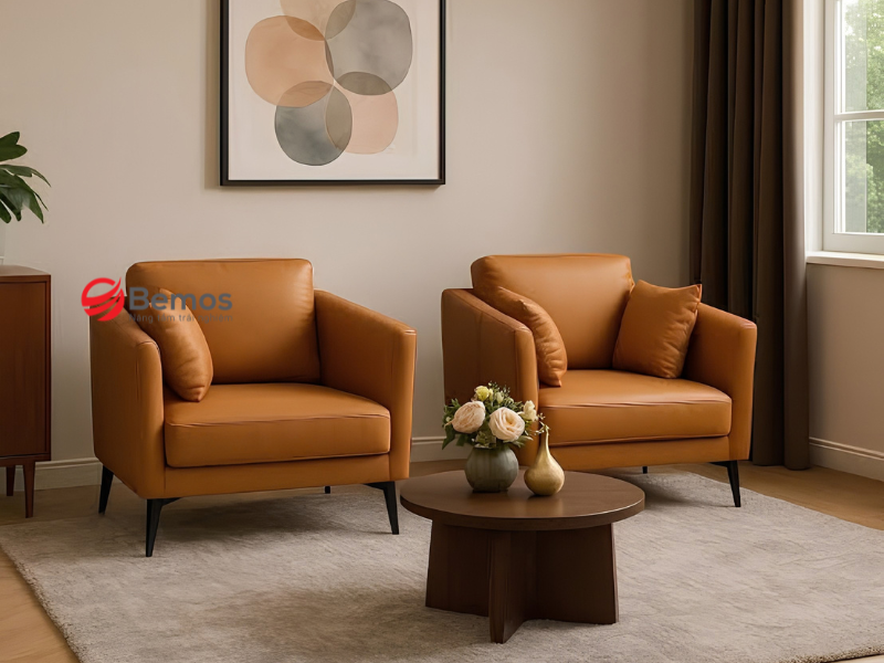 Sofa đơn màu cam