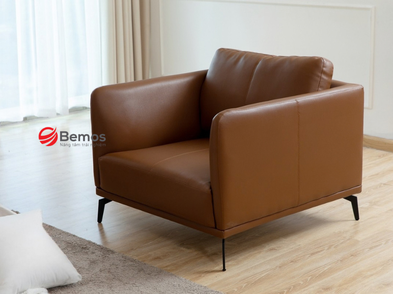 Ghế sofa đơn màu nâu khẳng định giá trị thẩm mỹ vượt thời gian
