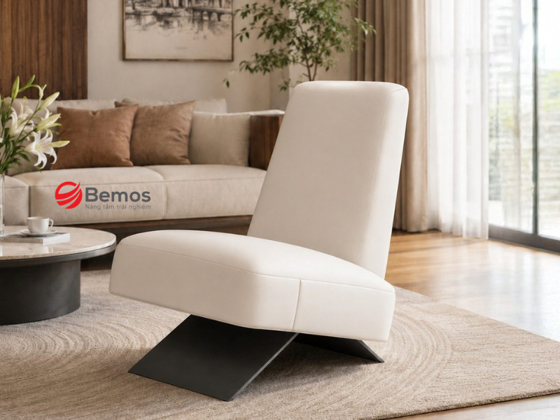 Sofa Đơn Màu Trắng Thanh Lịch Mở Rộng Diện Tích Phòng Nhỏ