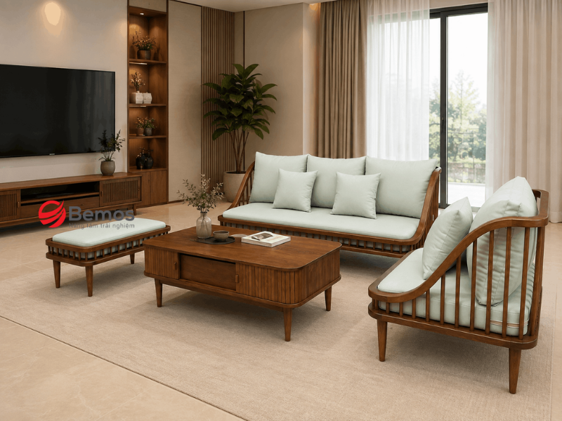 sofa gỗ 1 văng
