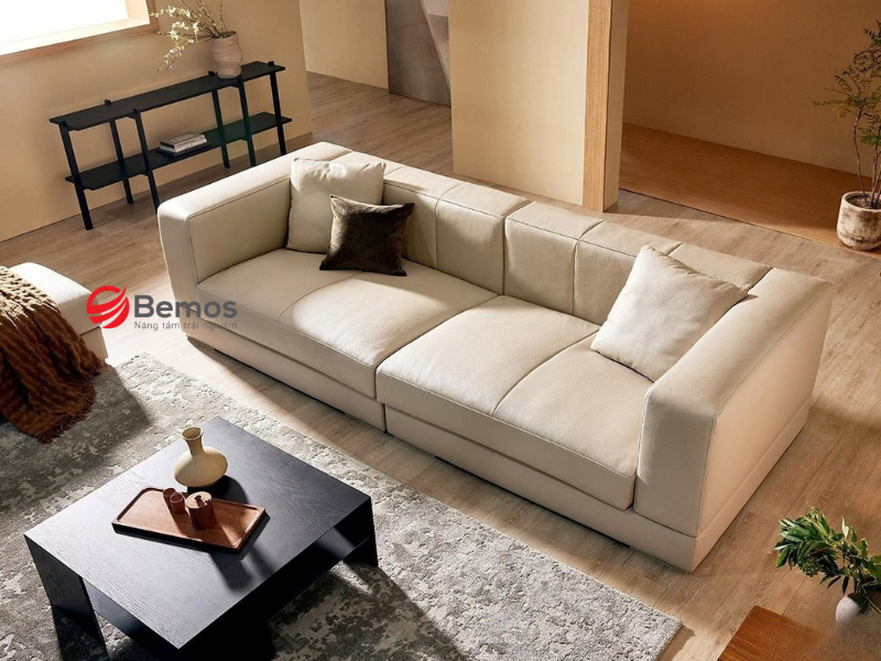 Gợi ý cách kết hợp sofa chữ I với bàn trà và thảm để nới rộng không gian