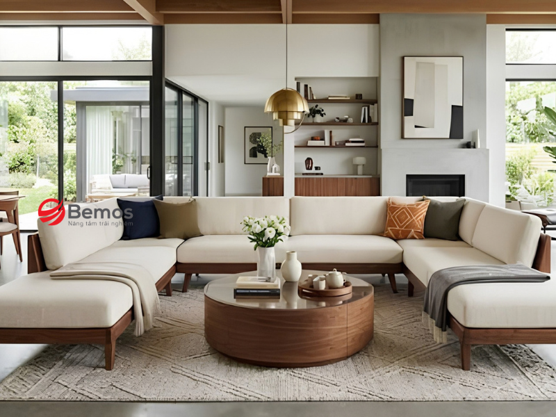 sofa gỗ chữ u