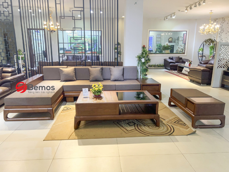 Sofa gỗ đệm nỉ
