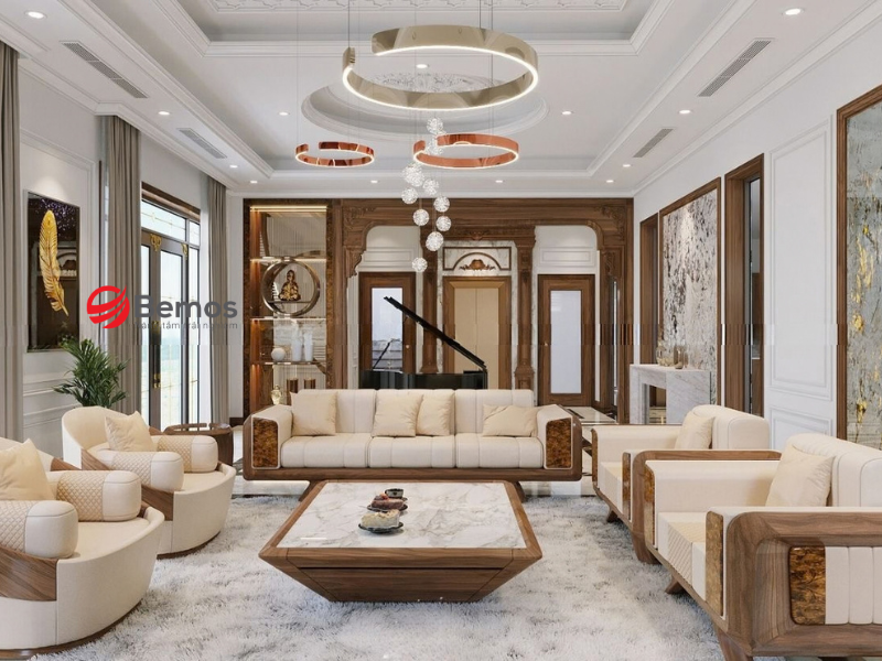 Bí quyết phối sofa gỗ gụ với kiến trúc hiện đại mà không bị già dặn