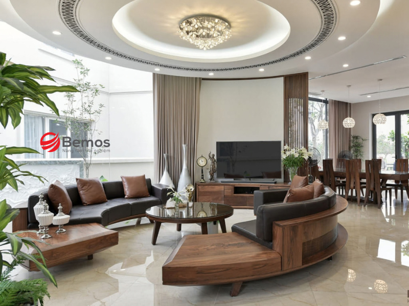 Hướng dẫn phối sofa gỗ me tây hài hòa với phòng khách hiện đại
