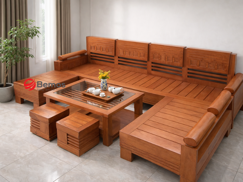 Sofa gỗ xoan đào dùng có bền không