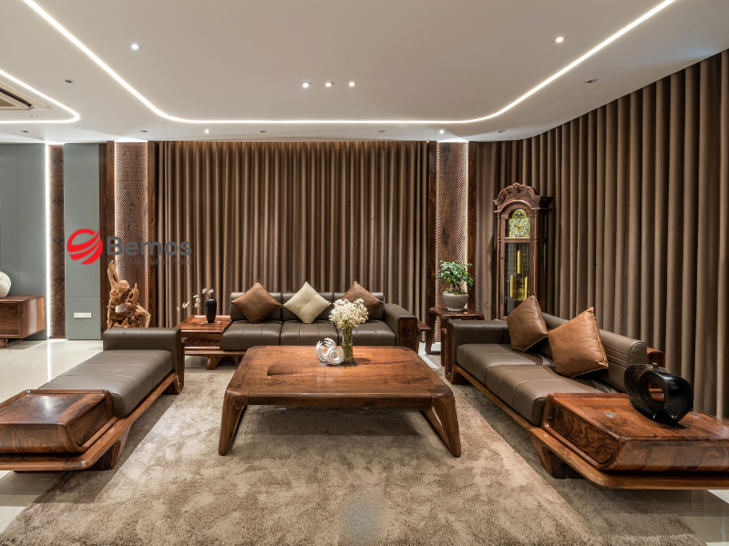 Chiêm Ngưỡng Vẻ Đẹp Tuyệt Hảo Của Sofa Góc Gỗ Óc Chó Biệt Thự