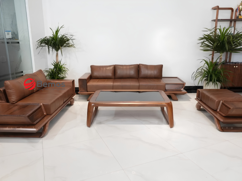 Ưu điểm về độ bền và hệ vân của sofa góc gỗ óc chó Bắc Mỹ