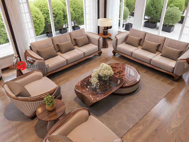 Sofa văng gỗ óc chó - Phân biệt gỗ thật và veneer 