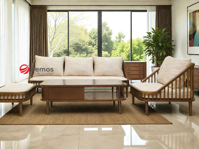 Top các mẫu sofa văng gỗ sồi tự nhiên nổi bật